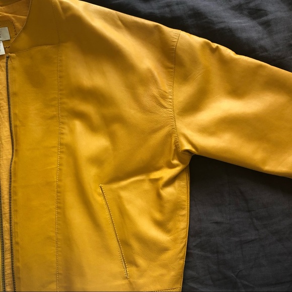 Yellow, 100% lamb leather jacket by hoss - Picture 6 of 8